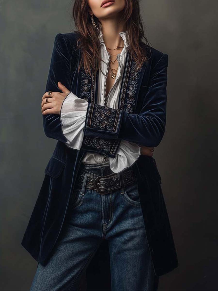 Imogen | Elegant Embroidered Velvet Jacket