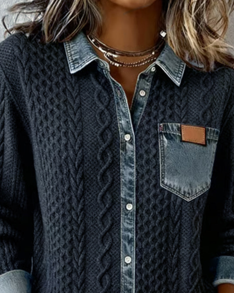 Ruby | Long Sleeve Shirt with Denim Details