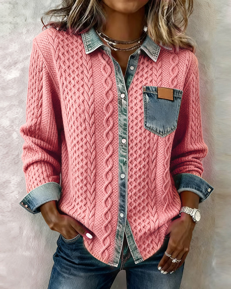 Ruby | Long Sleeve Shirt with Denim Details