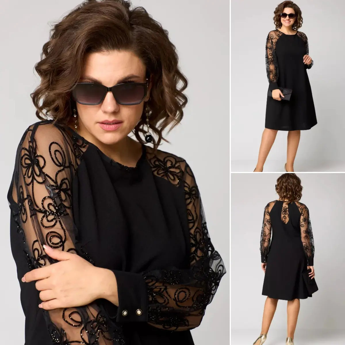 Milena | Elegant Lace-Sleeve Dress