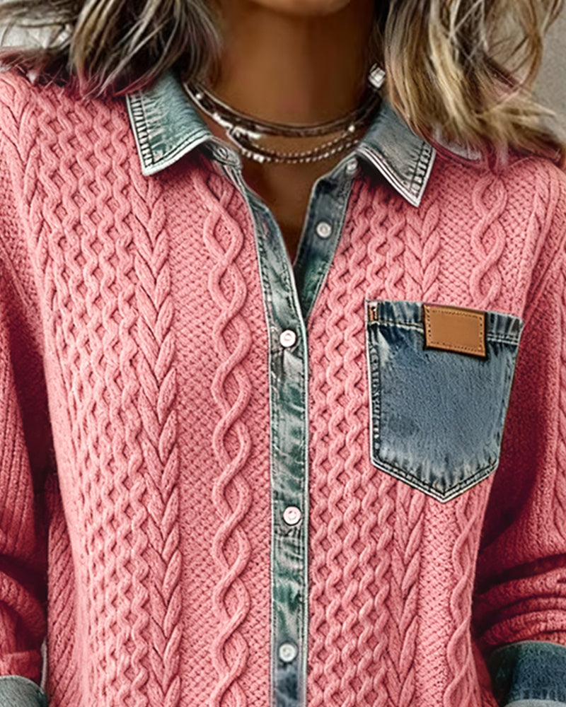 Ruby | Long Sleeve Shirt with Denim Details