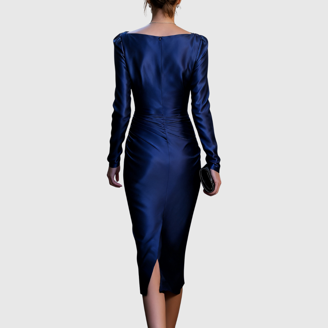 Sirene | Midnight Satin Evening Gown