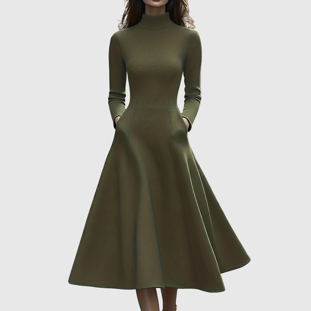 Lillie | High Neck Long Sleeve A-Line Dress