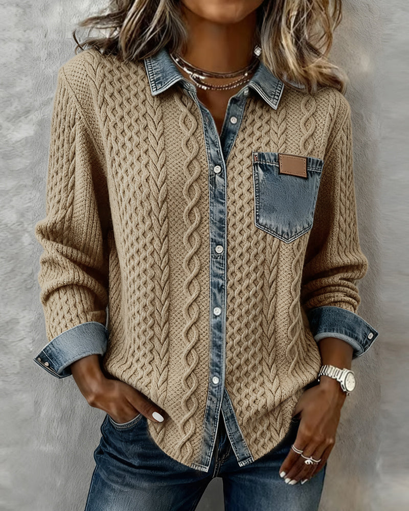Ruby | Long Sleeve Shirt with Denim Details