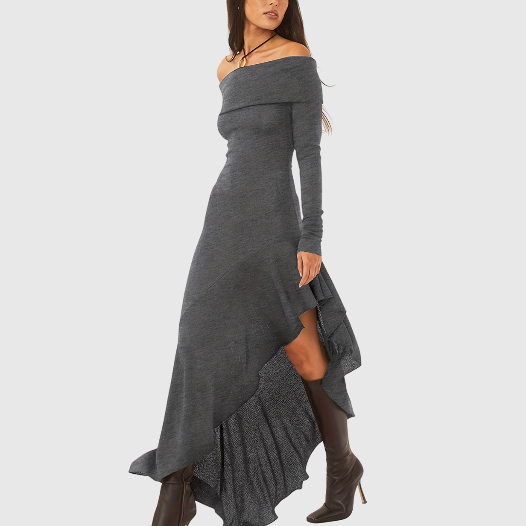 Soeraha | Off the Shoulder Bodycon Dress with Ruffle Details