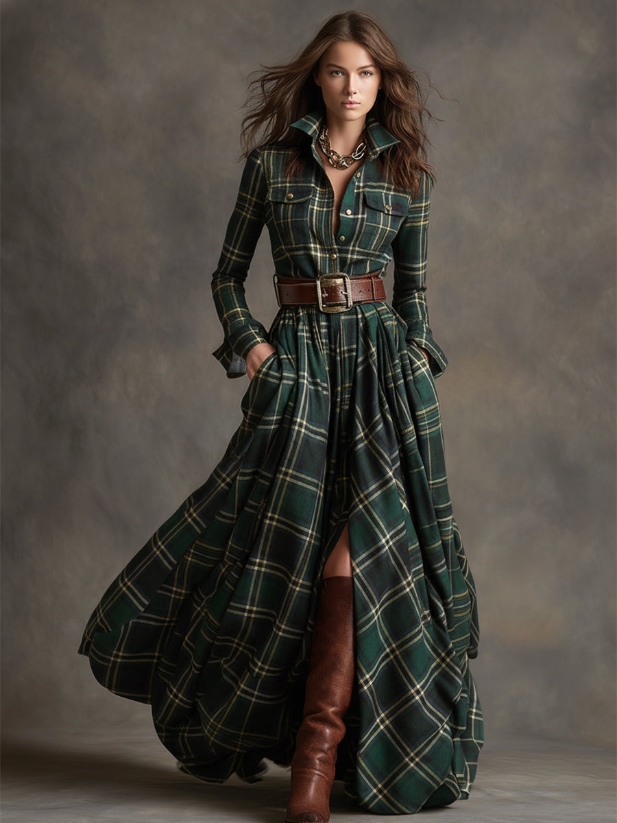 Margaux | Plaid Maxi Shirt Dress