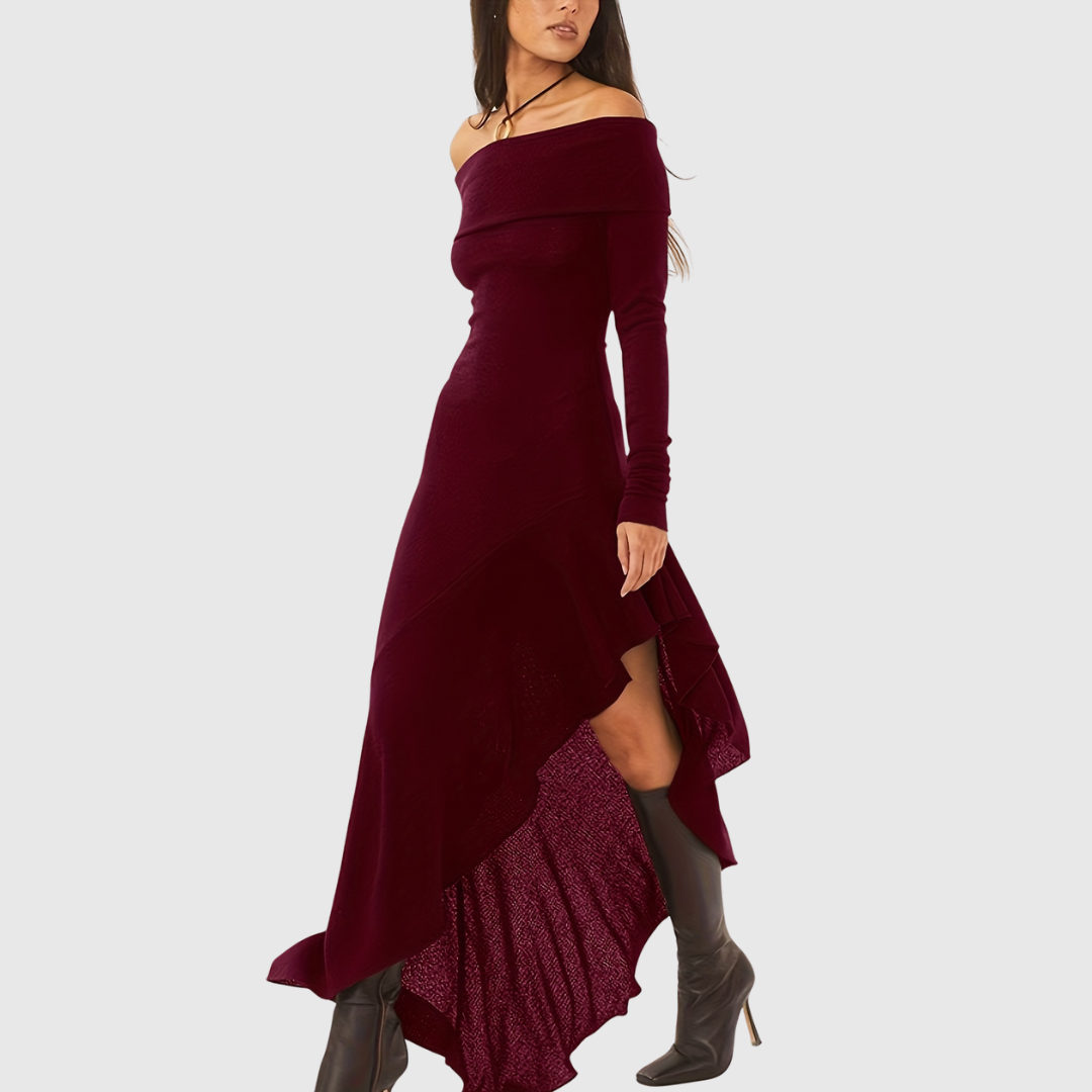 Soeraha | Off the Shoulder Bodycon Dress with Ruffle Details