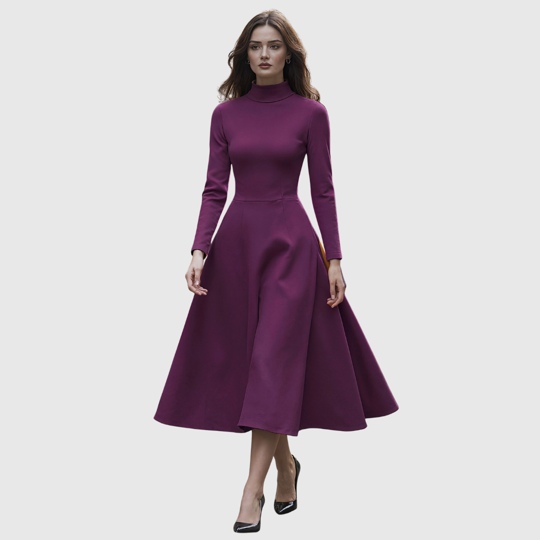 Lillie | High Neck Long Sleeve A-Line Dress