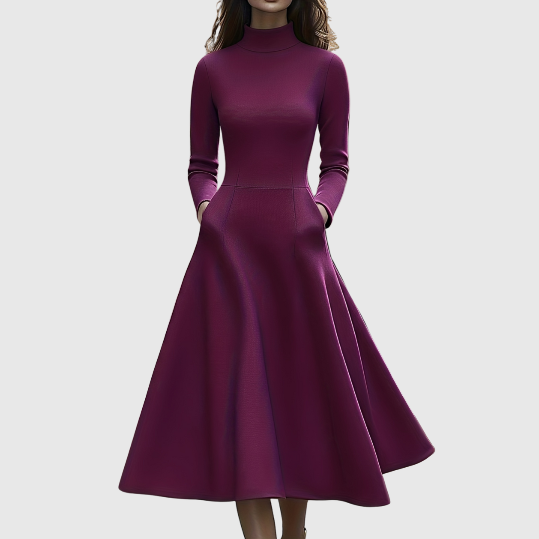Lillie | High Neck Long Sleeve A-Line Dress