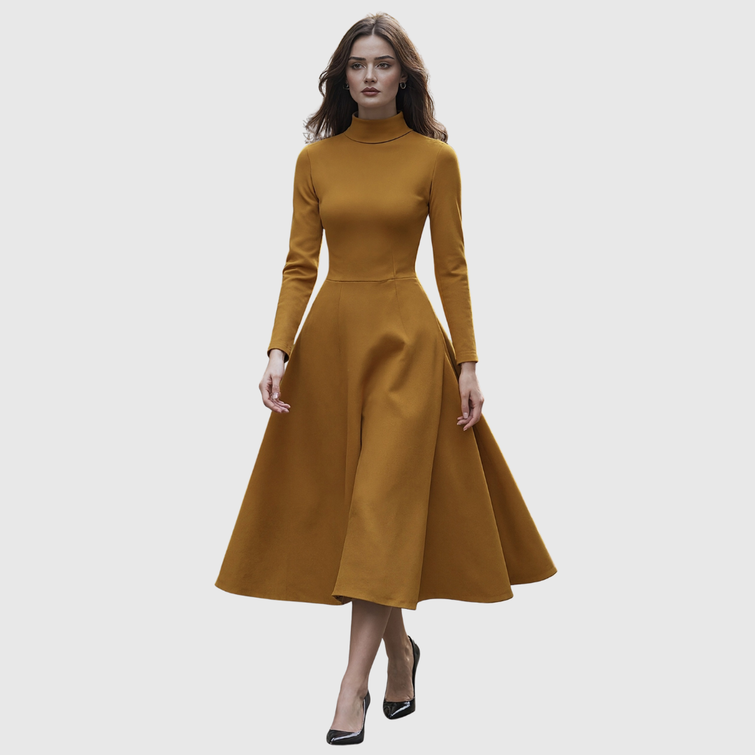 Lillie | High Neck Long Sleeve A-Line Dress