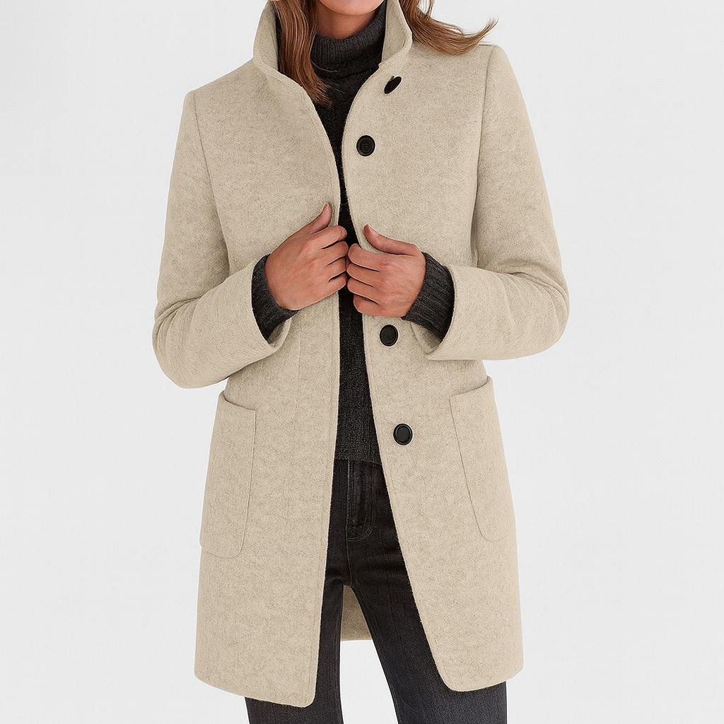 Elise | High Collar Jacket in Wool Blend