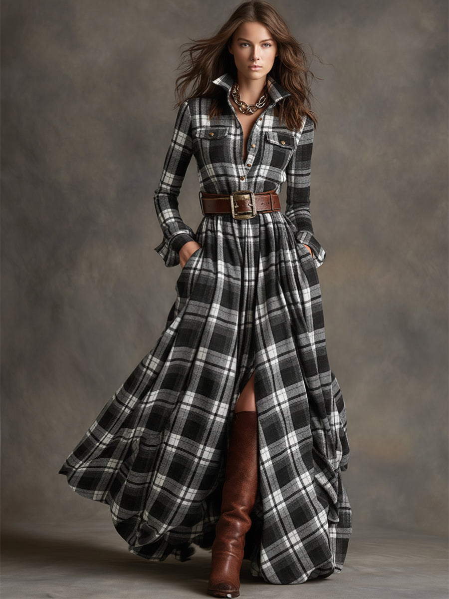 Margaux | Plaid Maxi Shirt Dress