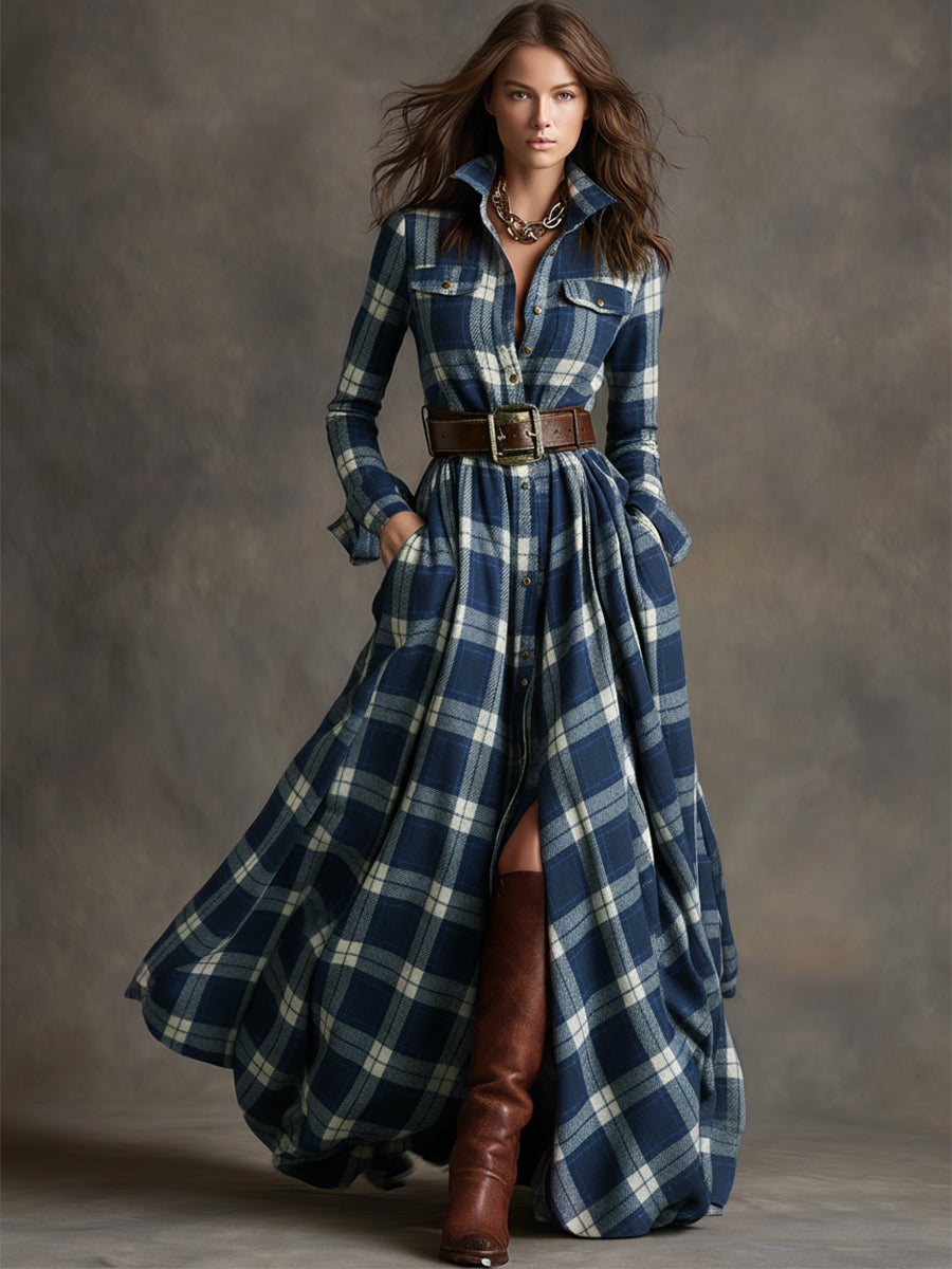 Margaux | Plaid Maxi Shirt Dress