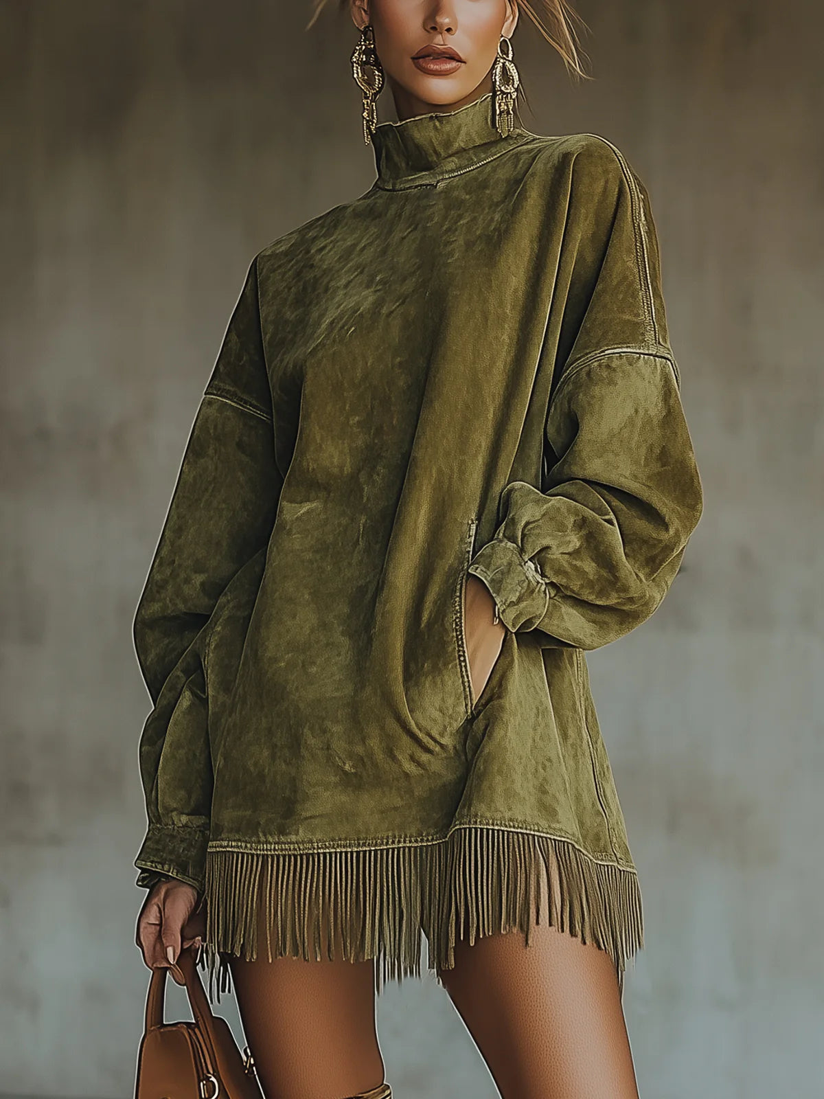 Rowena | Cozy Suede Fringe Dress