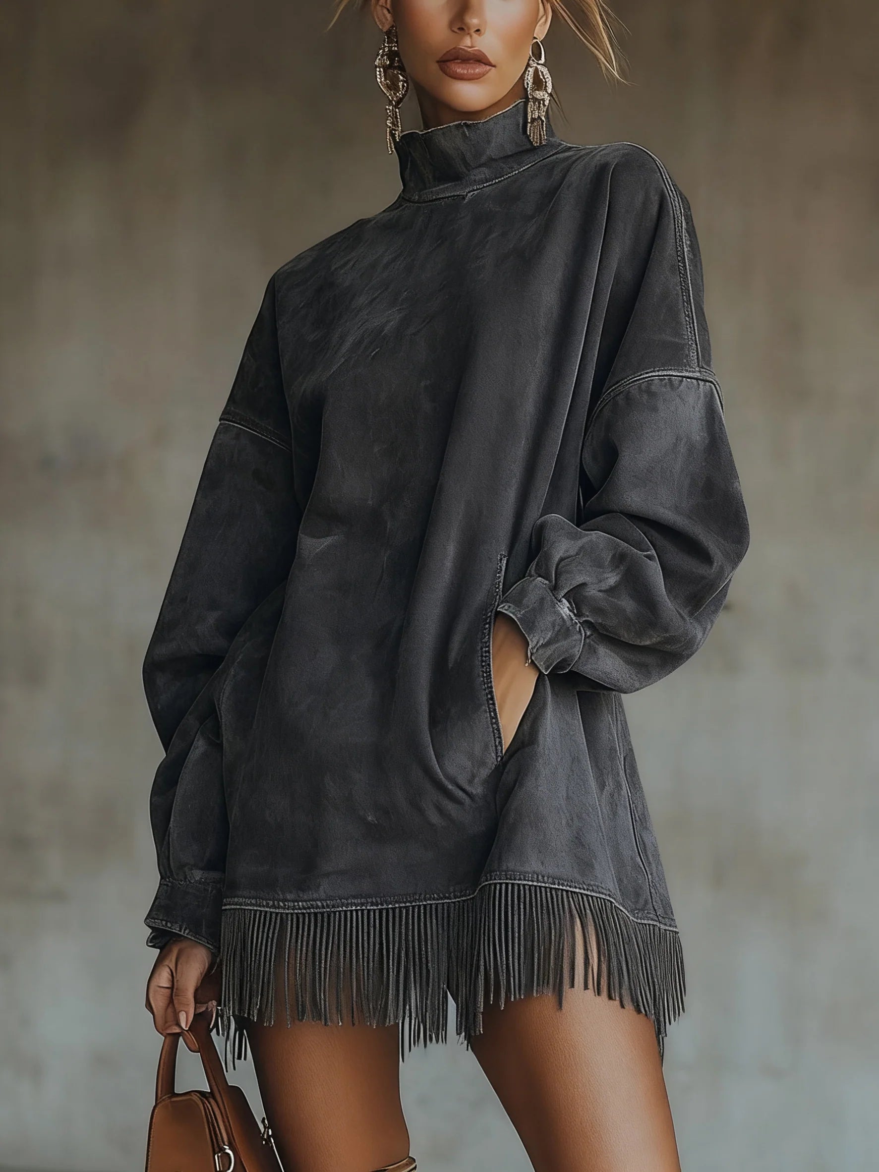 Rowena | Cozy Suede Fringe Dress