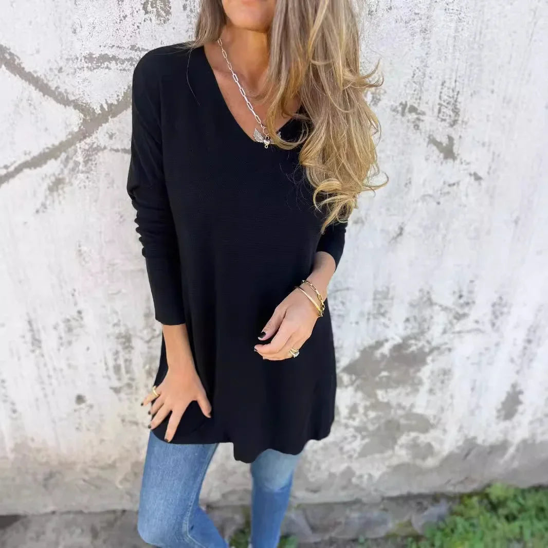 Rhea | Relaxed V-Neck Knit Tunic