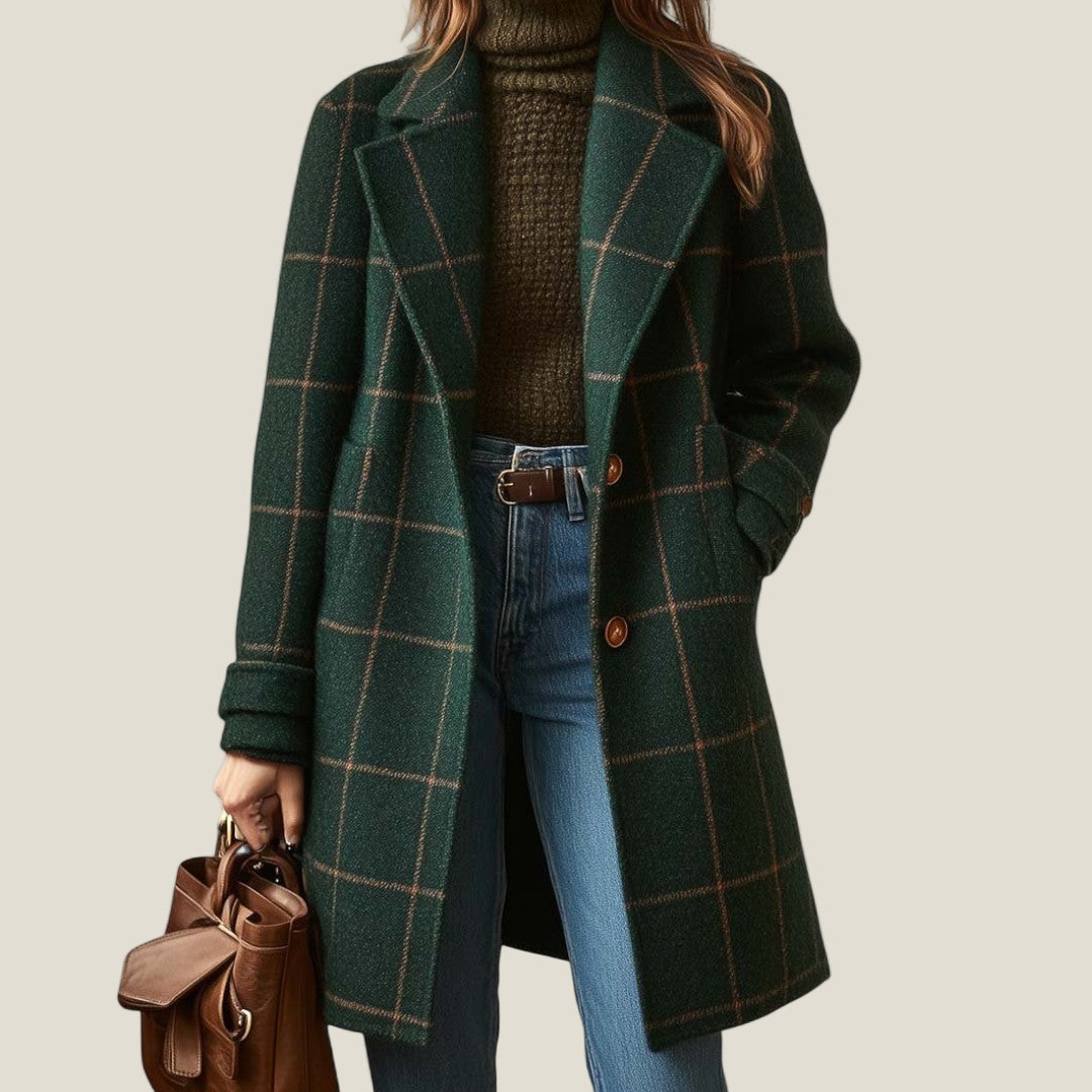 Georgina | Checked Wool Coat in Scandinavian Style