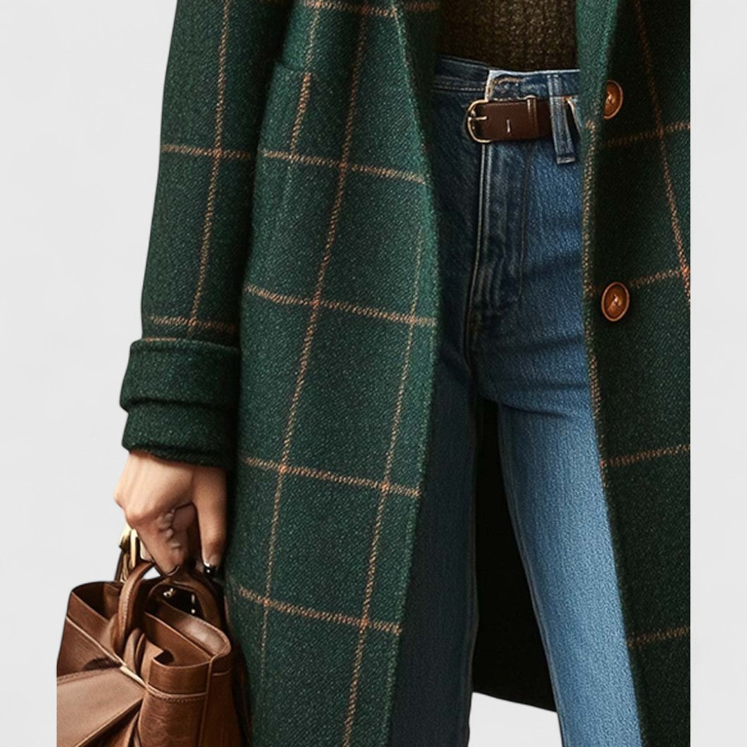Georgina | Checked Wool Coat in Scandinavian Style