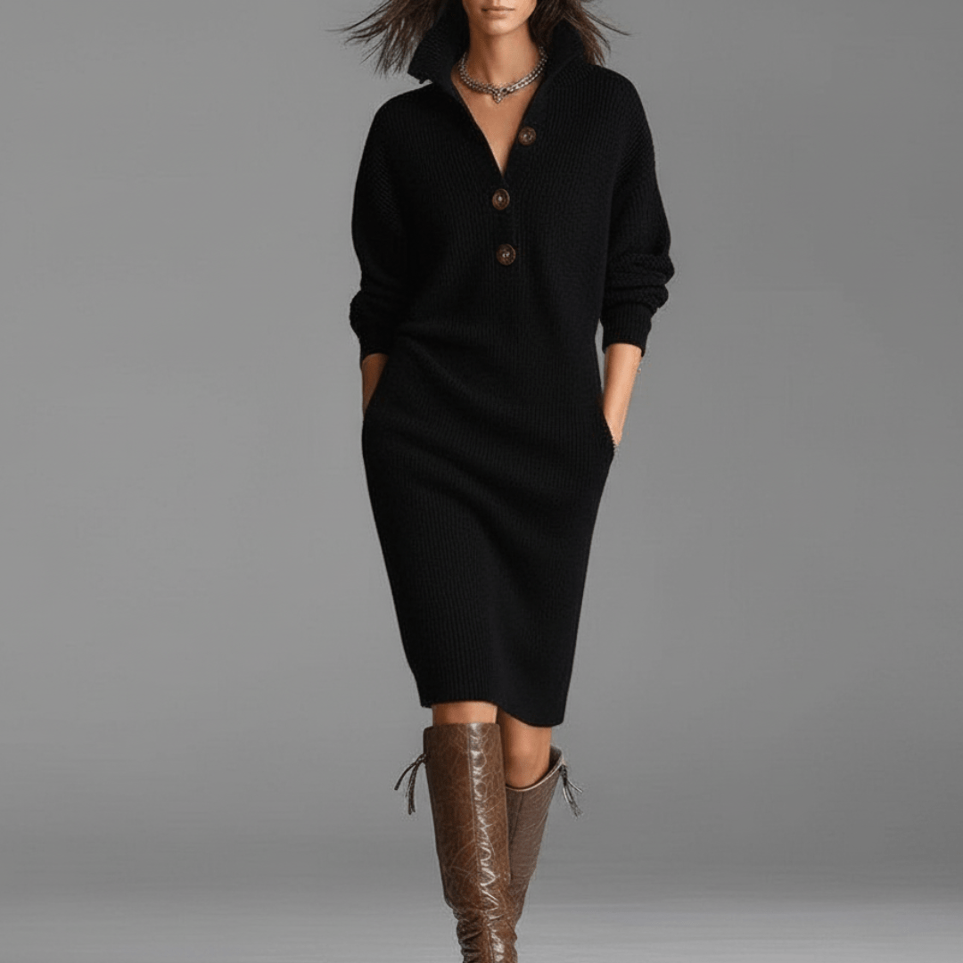 Indy | Elegant Winter Dress with Buttons