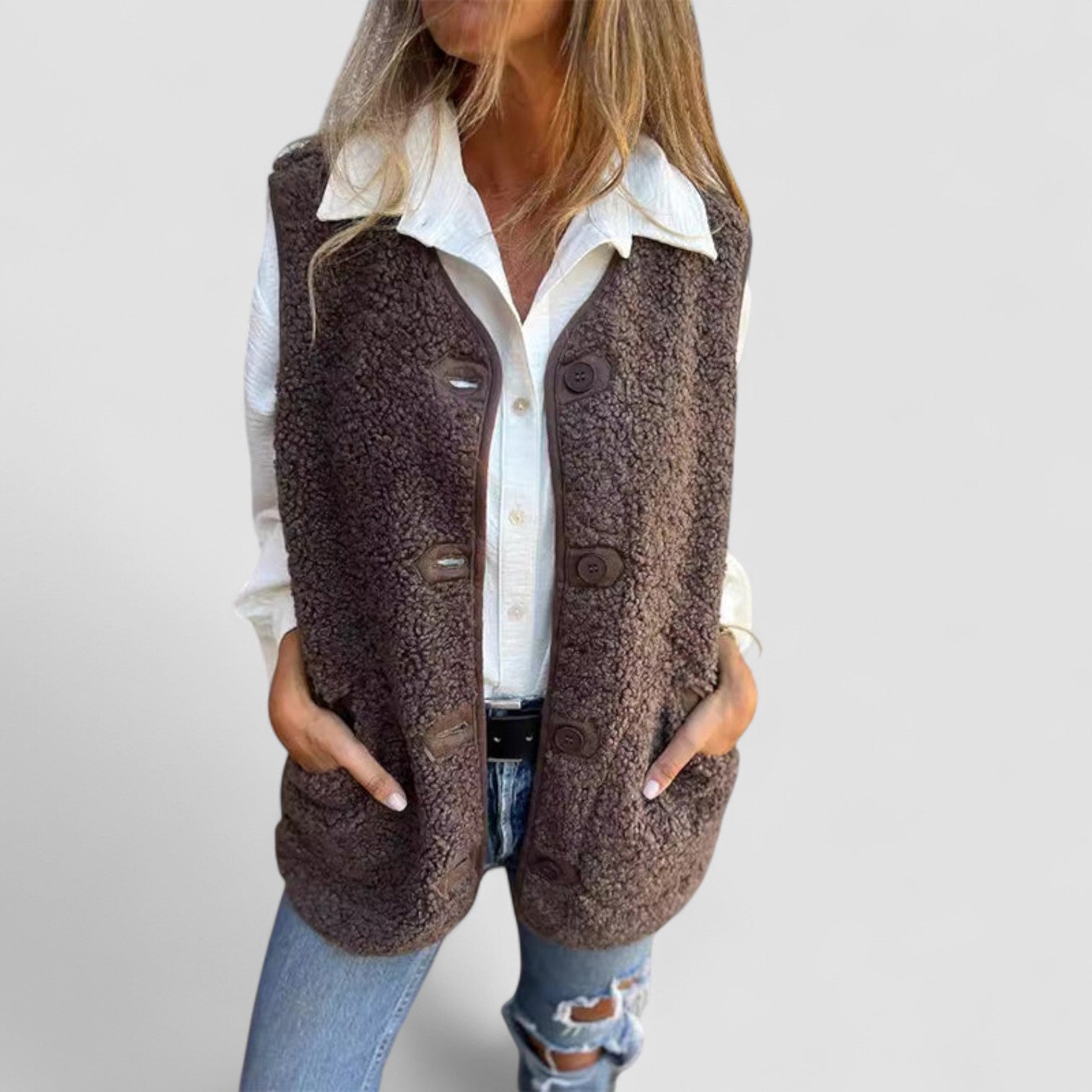 Nadia | Button-Down Short Warm Vest