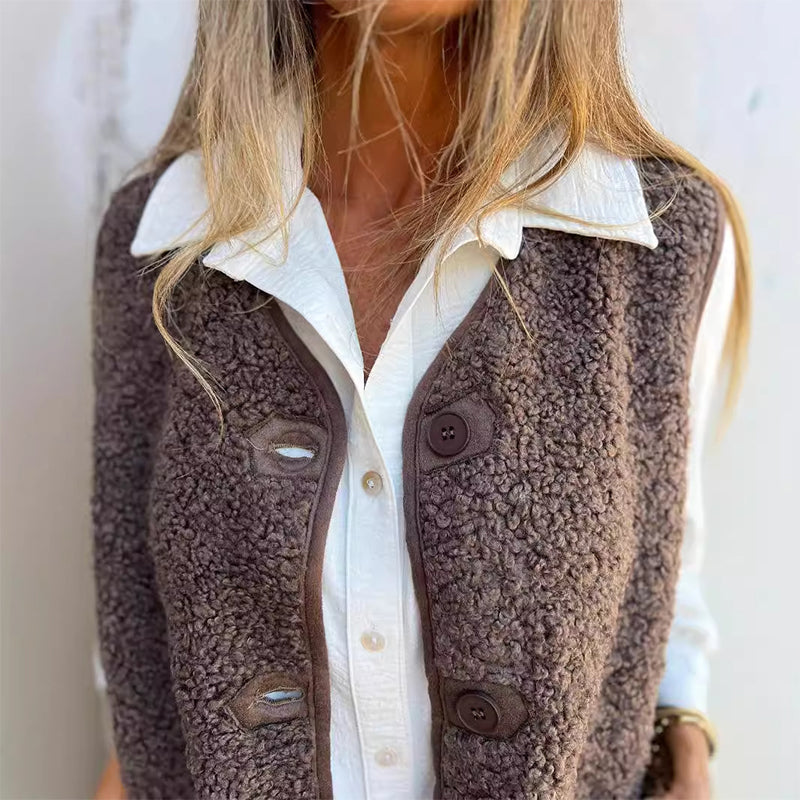 Nadia | Button-Down Short Warm Vest