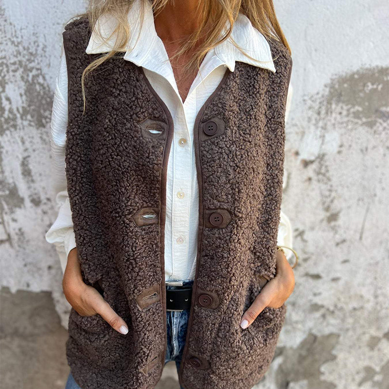 Nadia | Button-Down Short Warm Vest