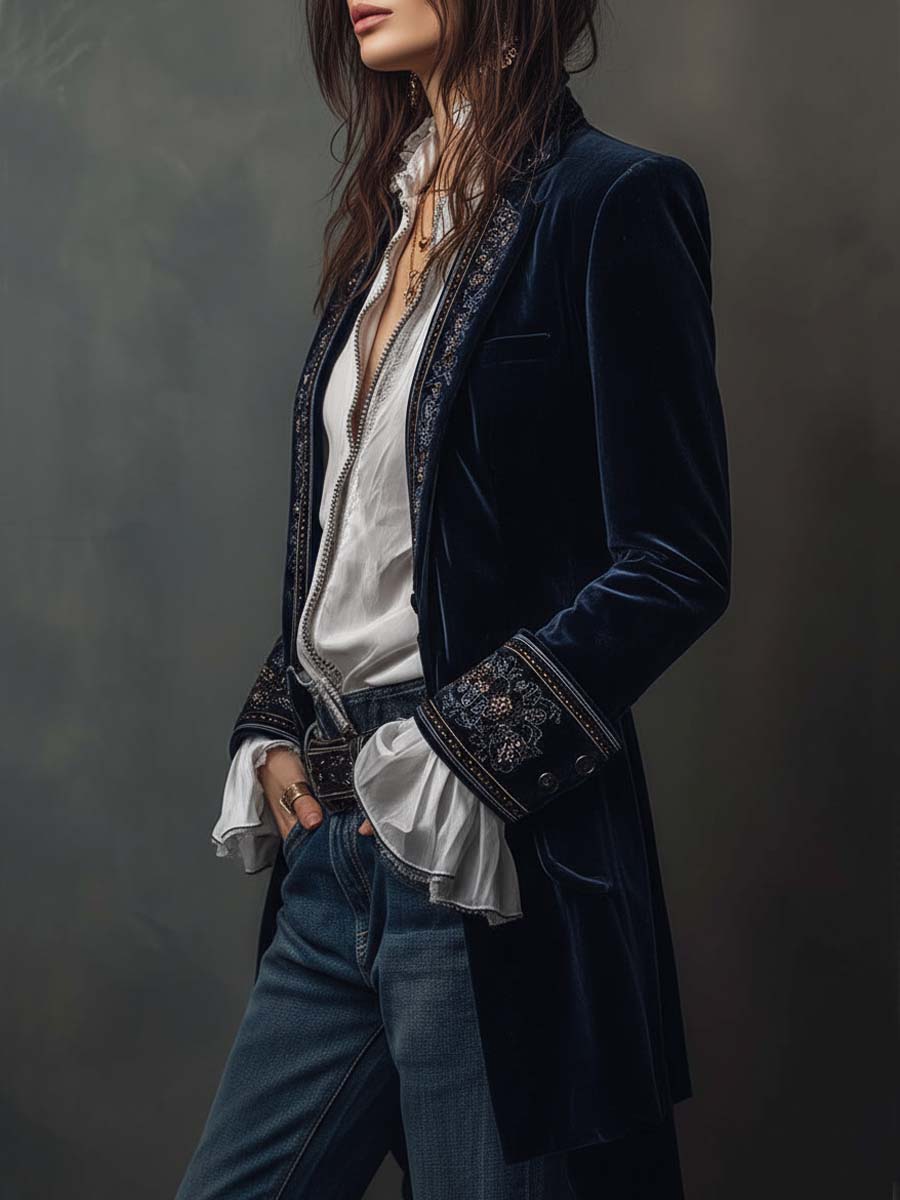 Imogen | Elegant Embroidered Velvet Jacket