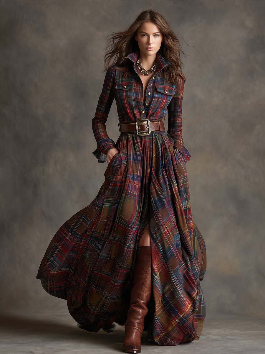 Margaux | Plaid Maxi Shirt Dress
