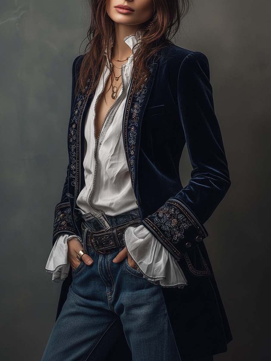 Imogen | Elegant Embroidered Velvet Jacket