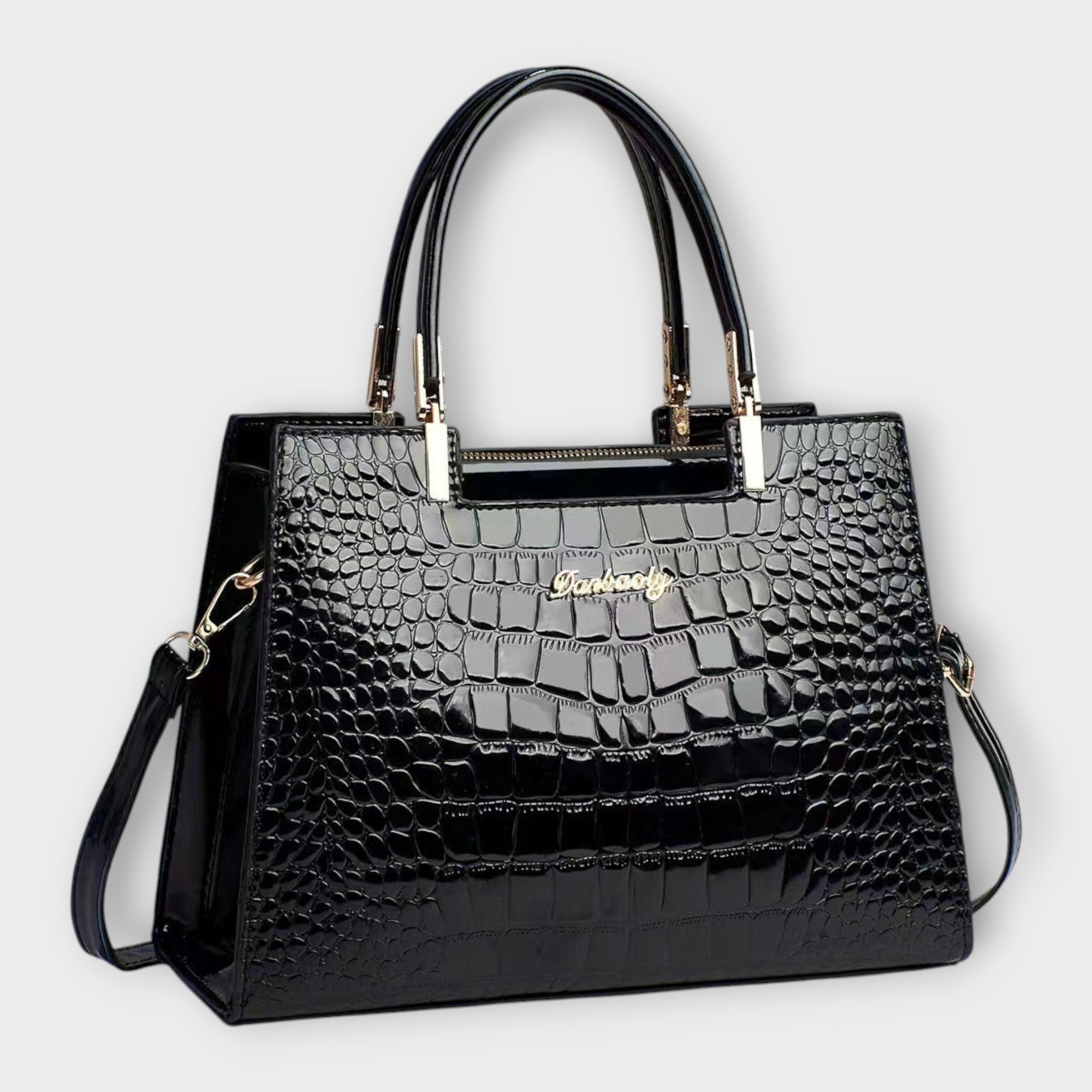 Lora. - Glossy Crocodile Pattern Handbag