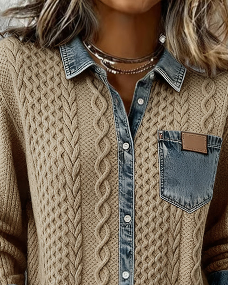 Ruby | Long Sleeve Shirt with Denim Details