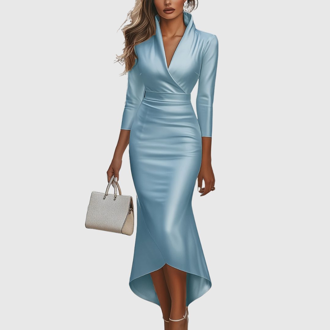 Olievia | Glamorous Satin V-Neck Dress
