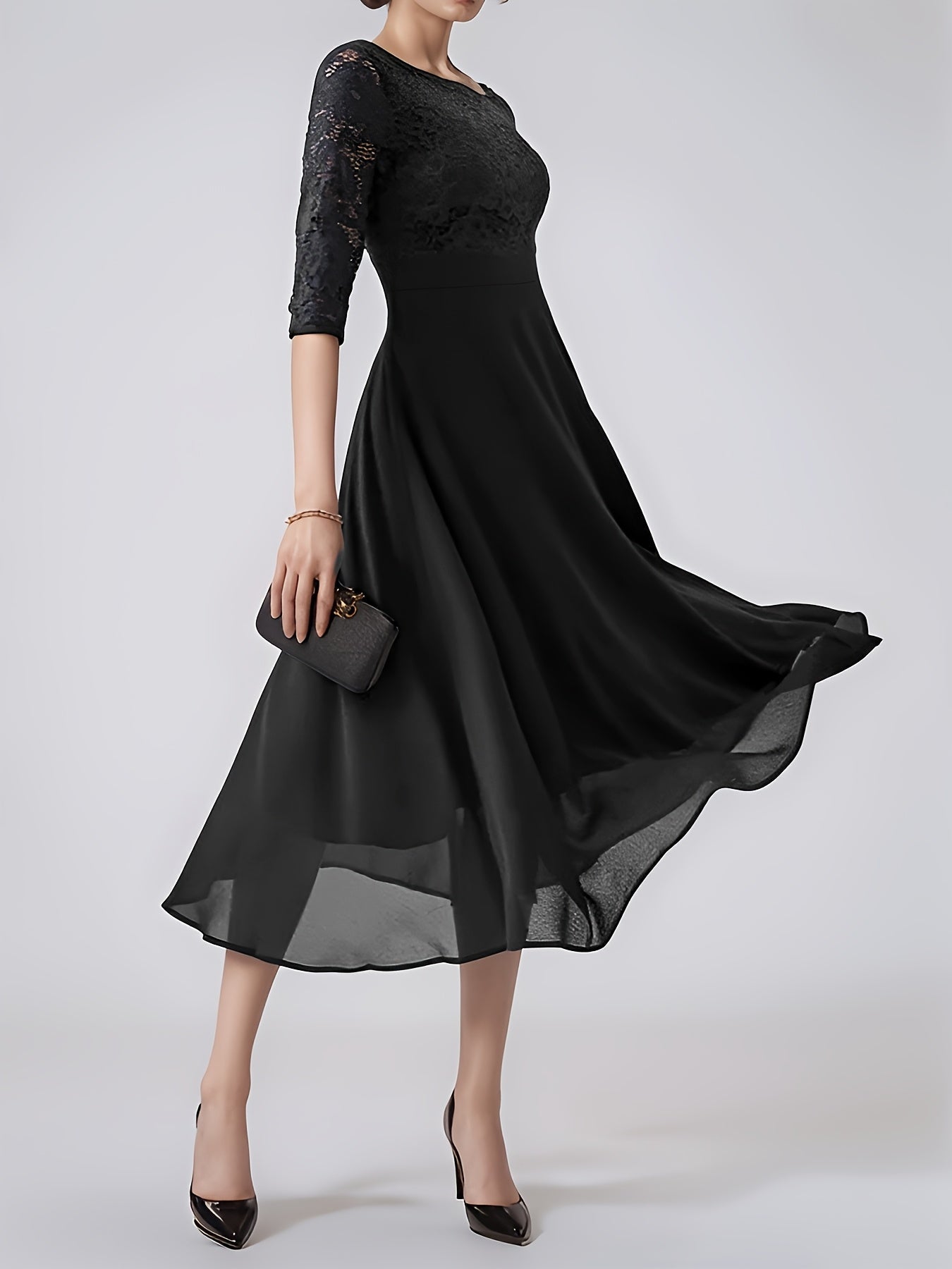 Claara | Navy Blue Chiffon Evening Gown