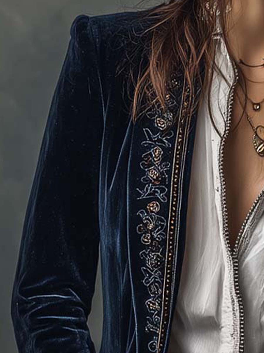 Imogen | Elegant Embroidered Velvet Jacket