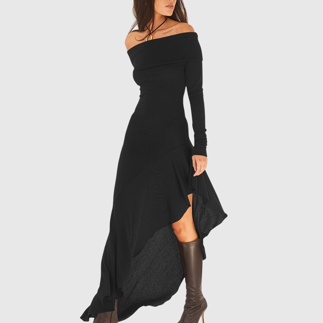 Soeraha | Off the Shoulder Bodycon Dress with Ruffle Details