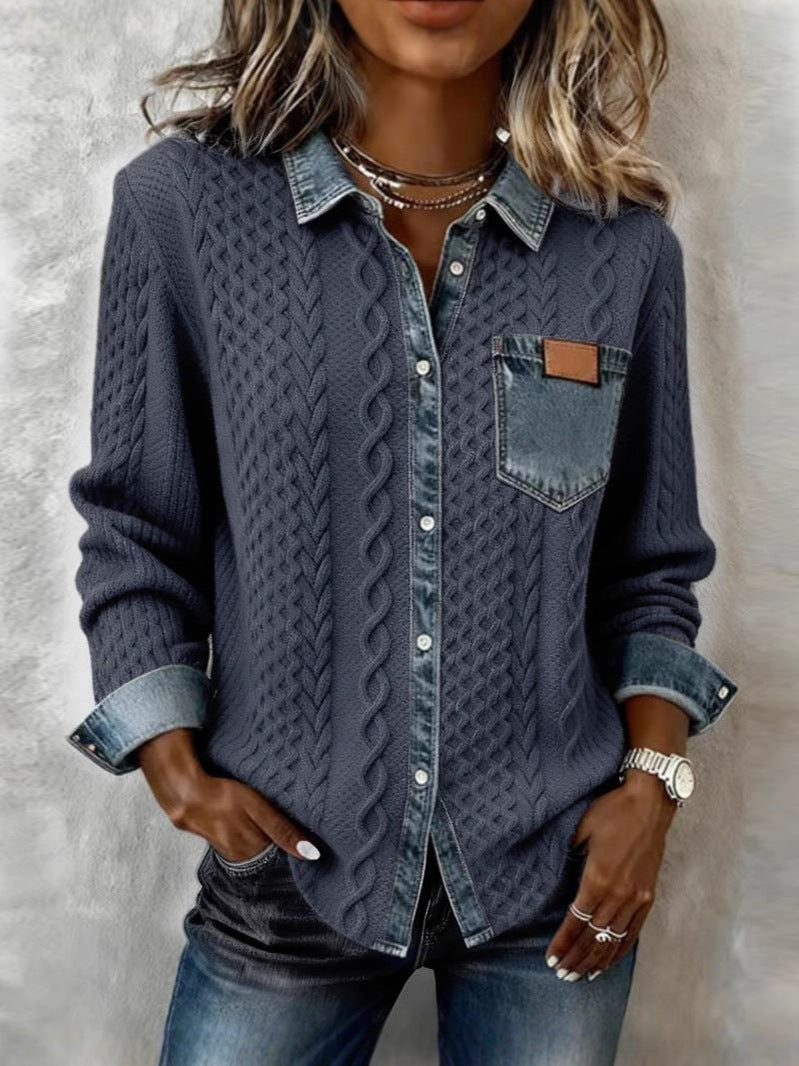 Ruby | Long Sleeve Shirt with Denim Details