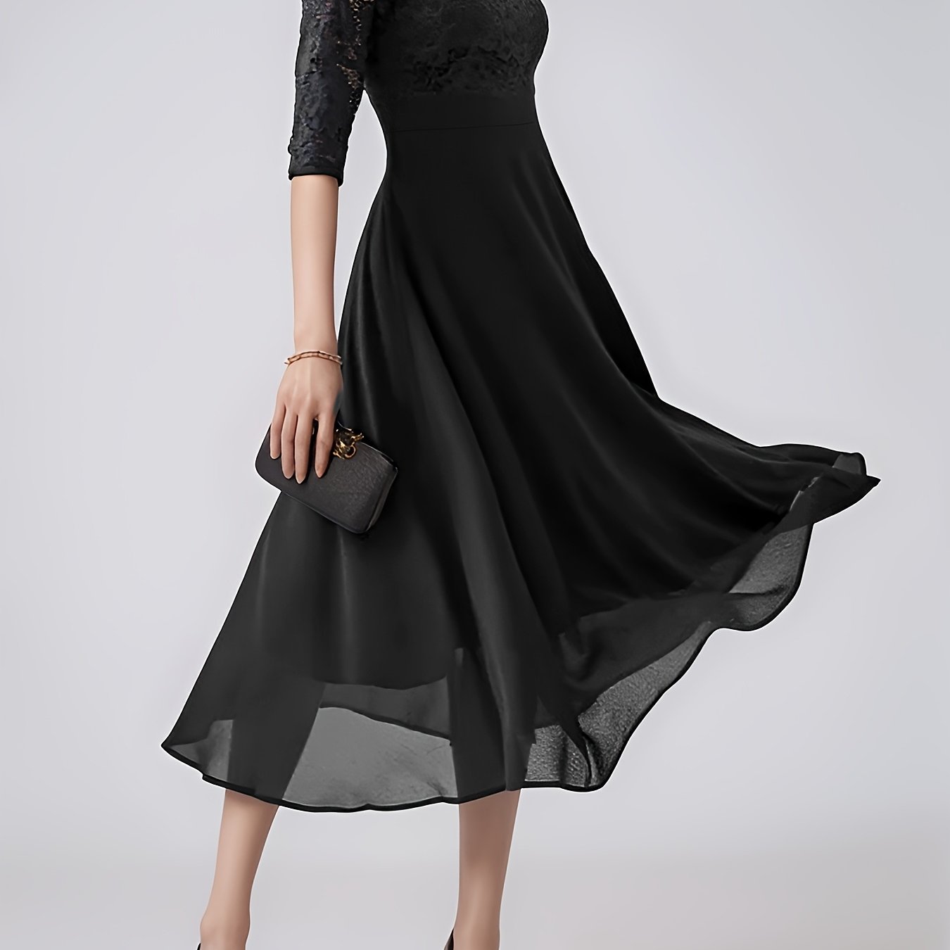 Claara | Navy Blue Chiffon Evening Gown