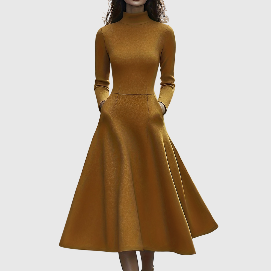 Lillie | High Neck Long Sleeve A-Line Dress