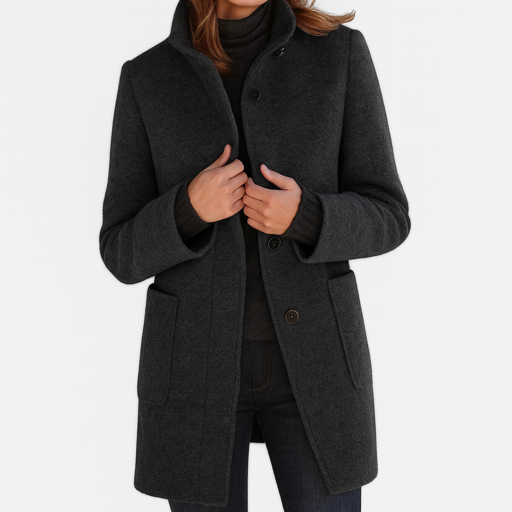 Elise | High Collar Jacket in Wool Blend