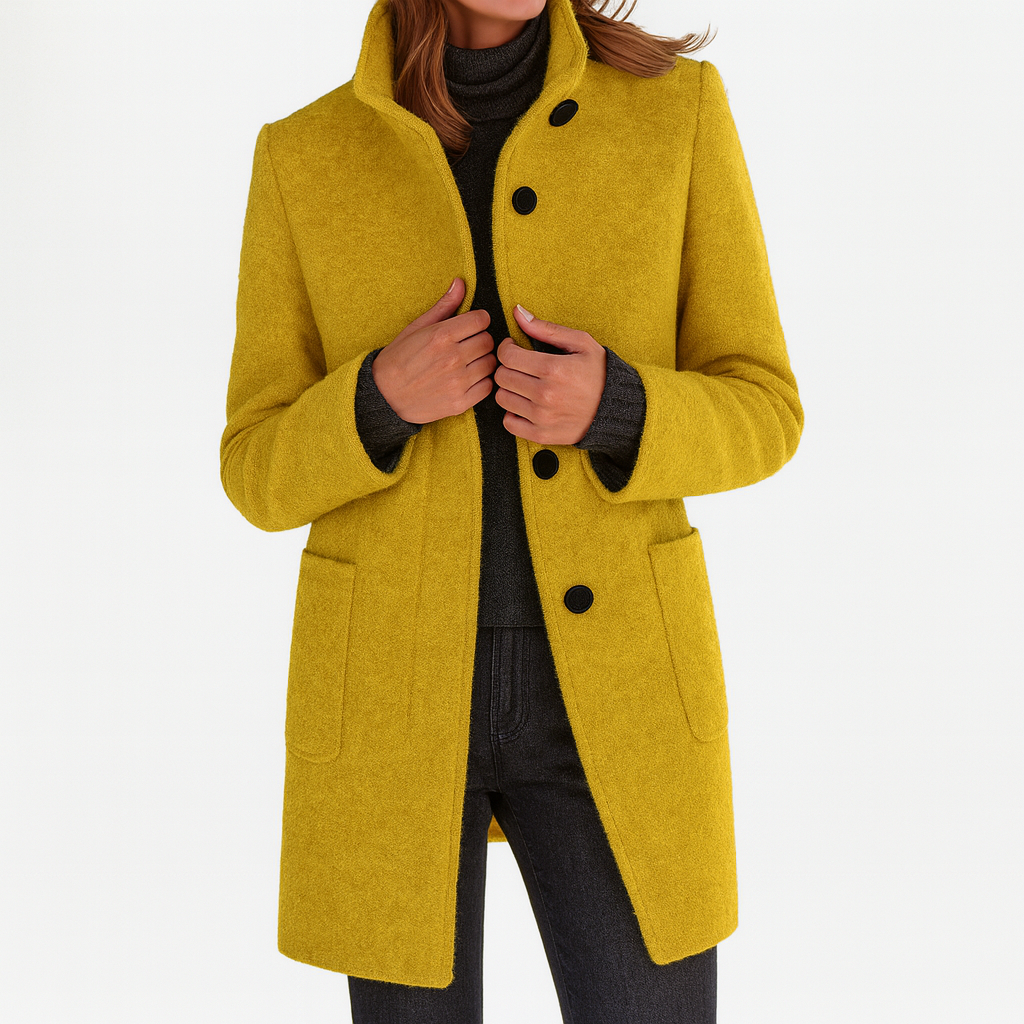 Elise | High Collar Jacket in Wool Blend
