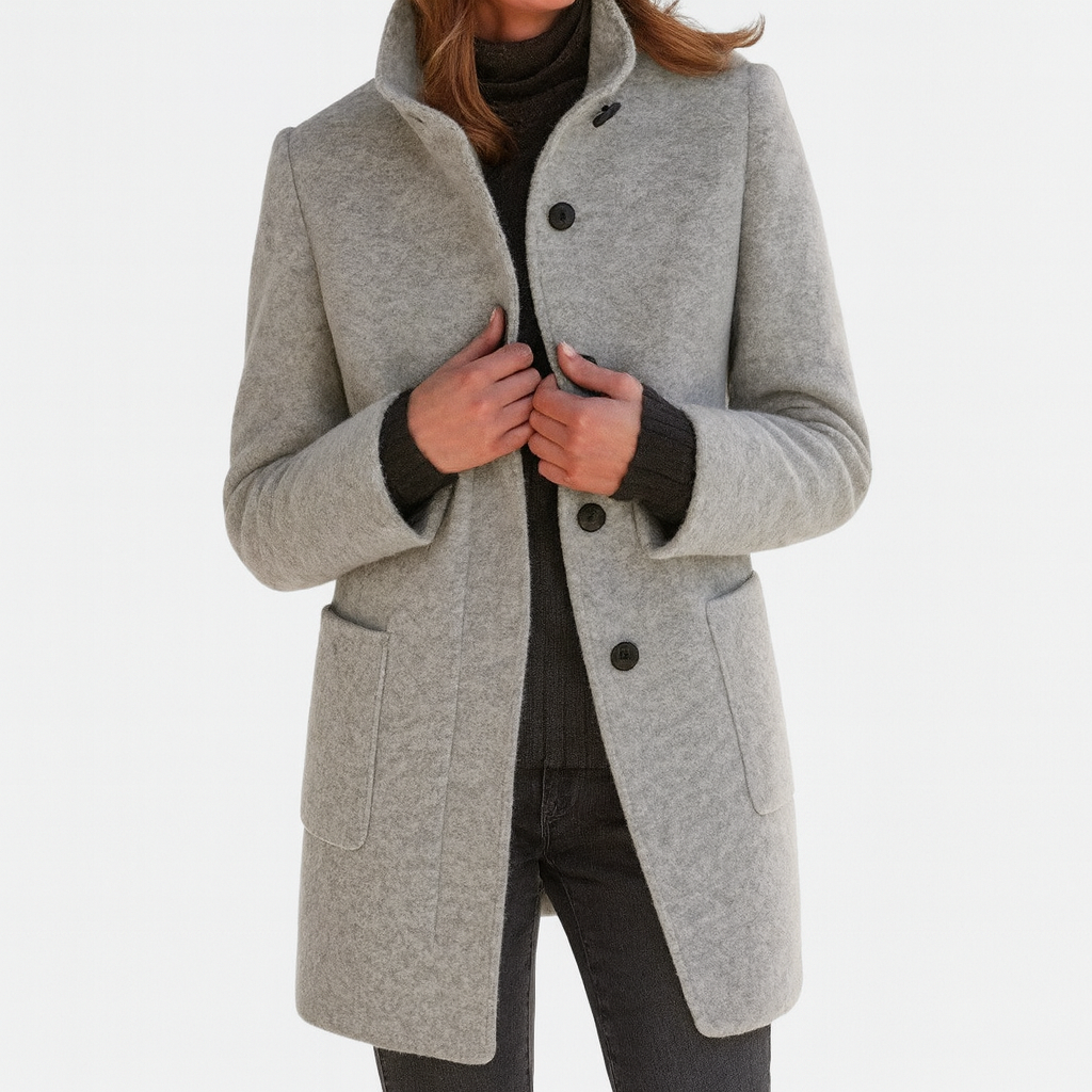 Elise | High Collar Jacket in Wool Blend
