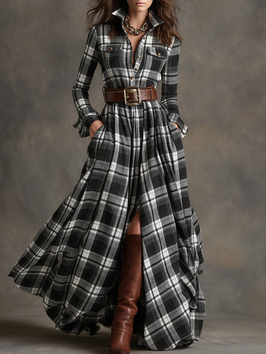 Margaux | Plaid Maxi Shirt Dress