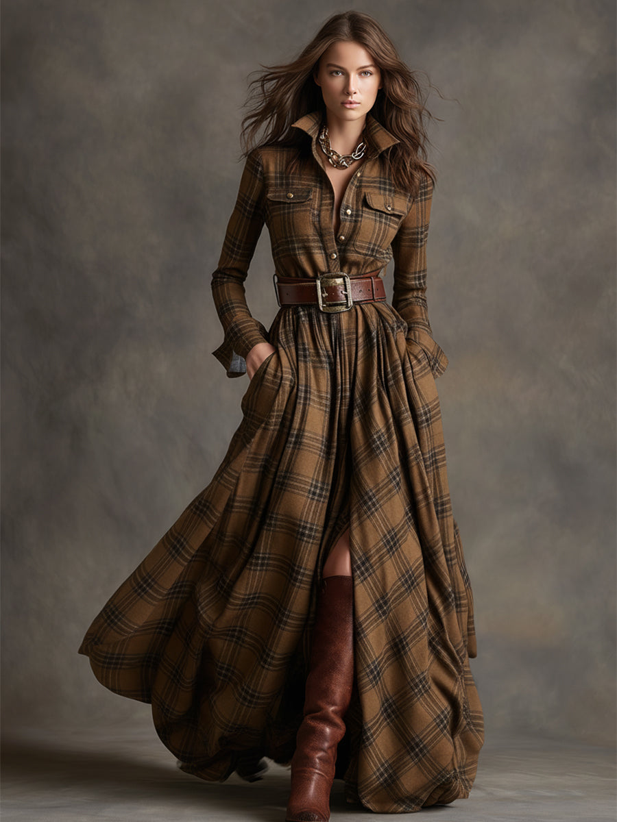 Margaux | Plaid Maxi Shirt Dress