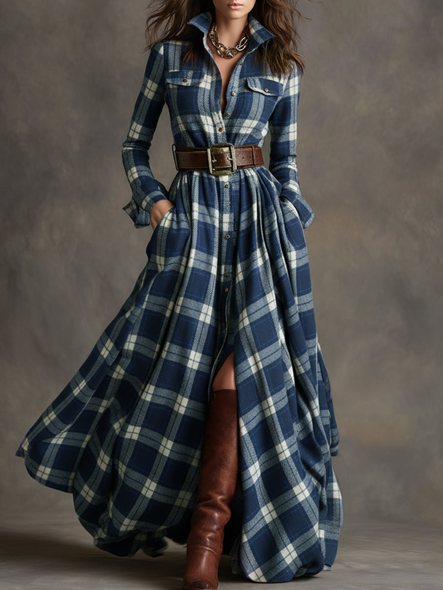 Margaux | Plaid Maxi Shirt Dress