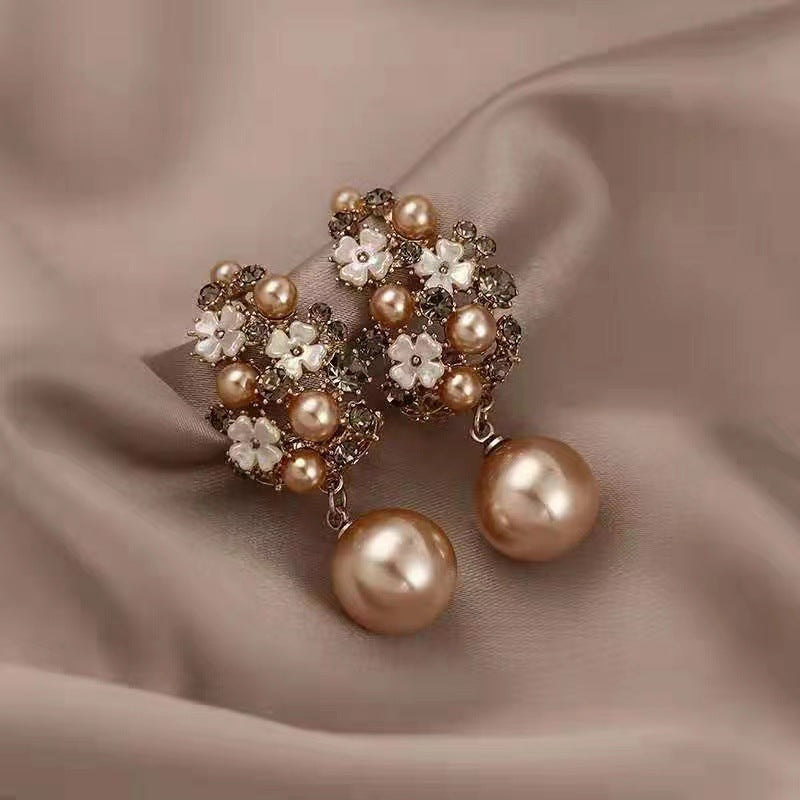 Elegant Earrings with Flower Beads