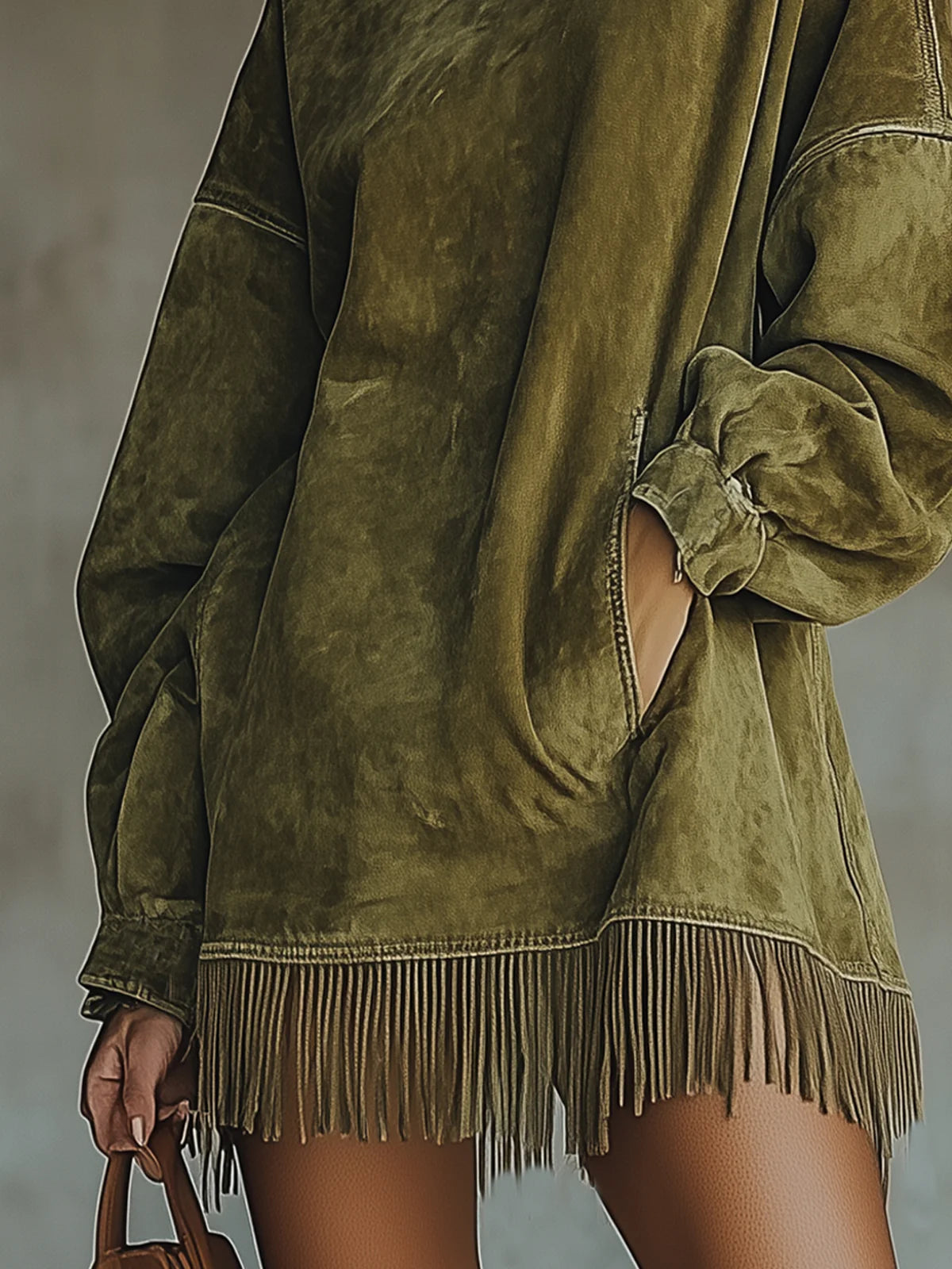 Rowena | Cozy Suede Fringe Dress
