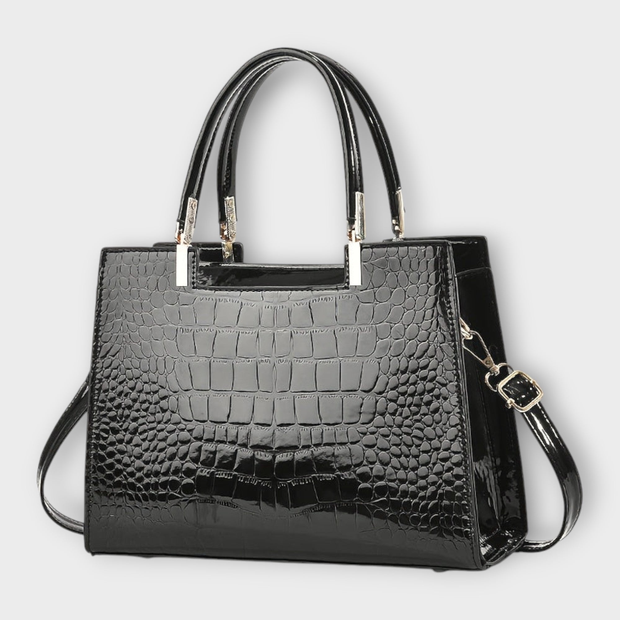 Lora. - Glossy Crocodile Pattern Handbag