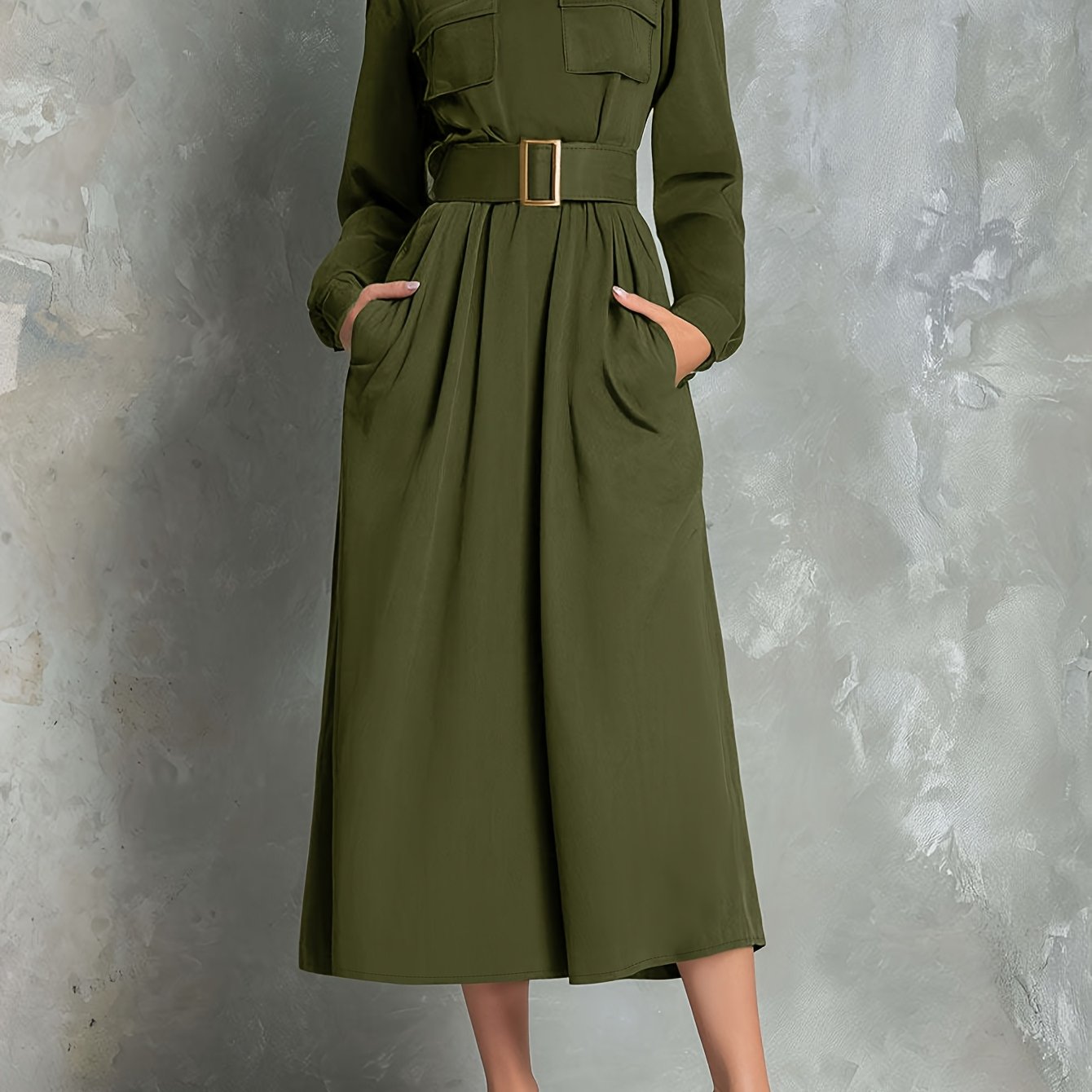 Ivey | Olive Green A-Line Dress