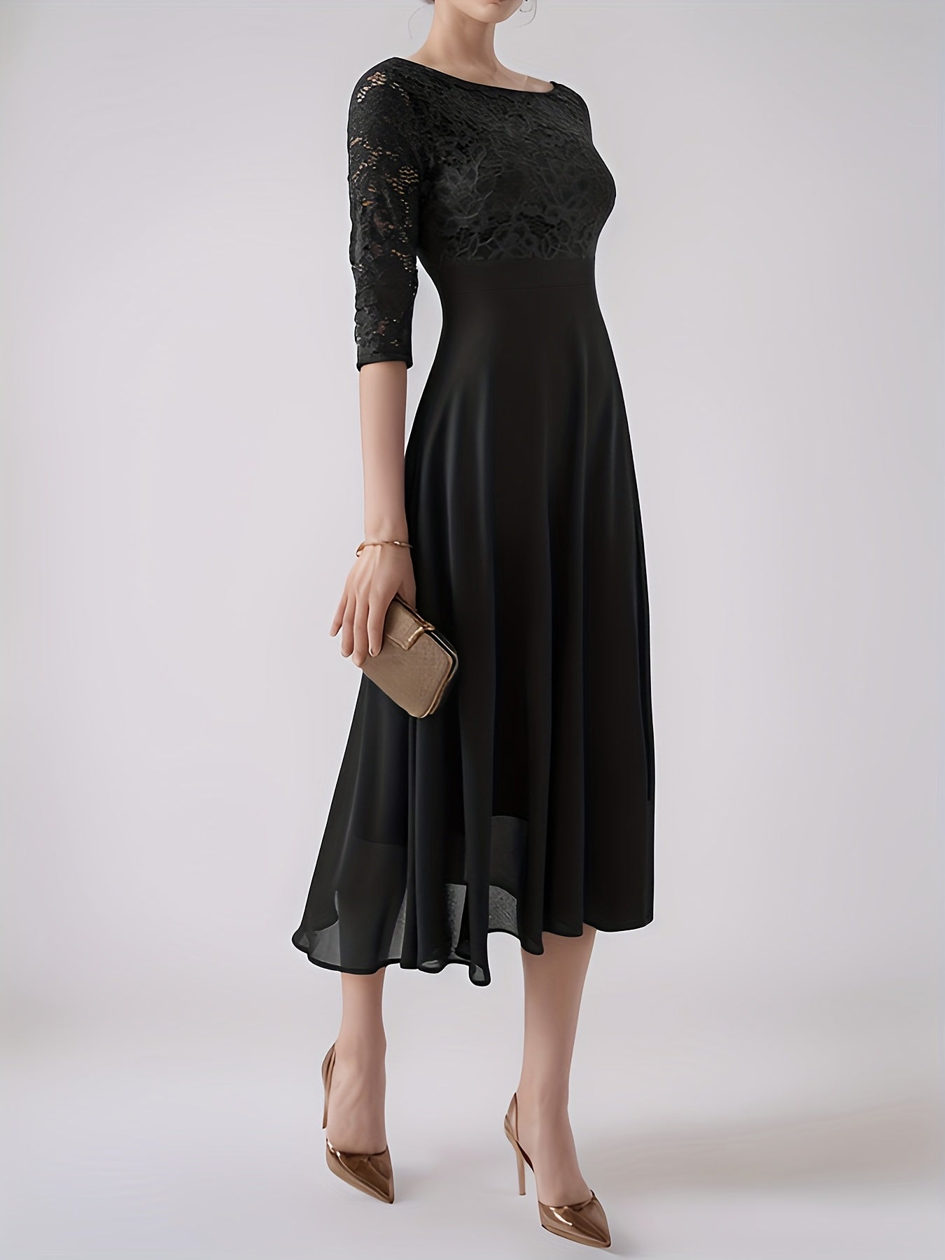 Claara | Navy Blue Chiffon Evening Gown