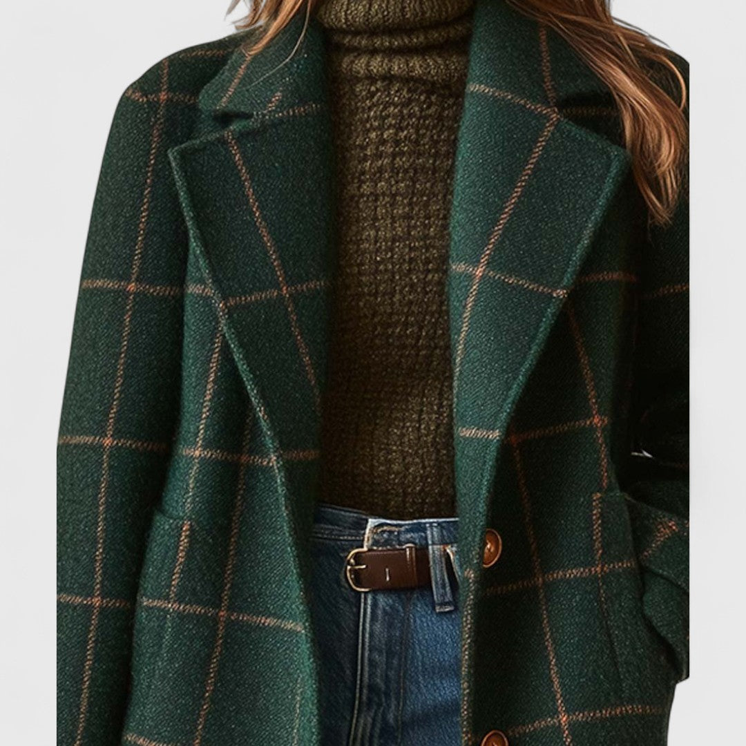Georgina | Checked Wool Coat in Scandinavian Style